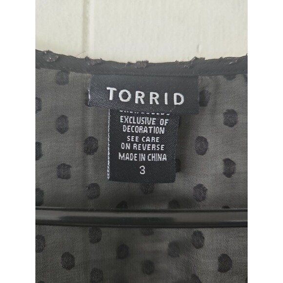 Torrid Sheer Black Embroidered Floral Blouse Size 3 - Picture 2 of 3